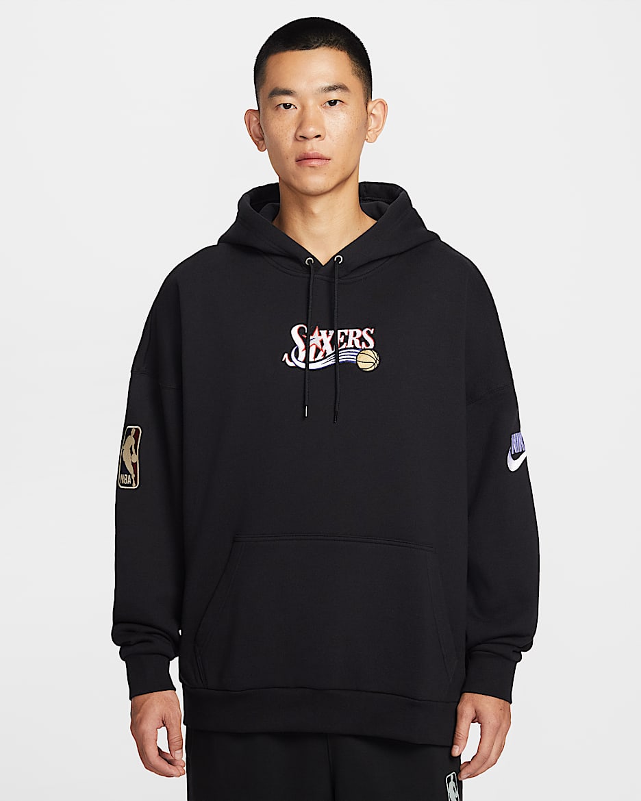 费城 76 人队 Nike 男子套头连帽衫 - 黑