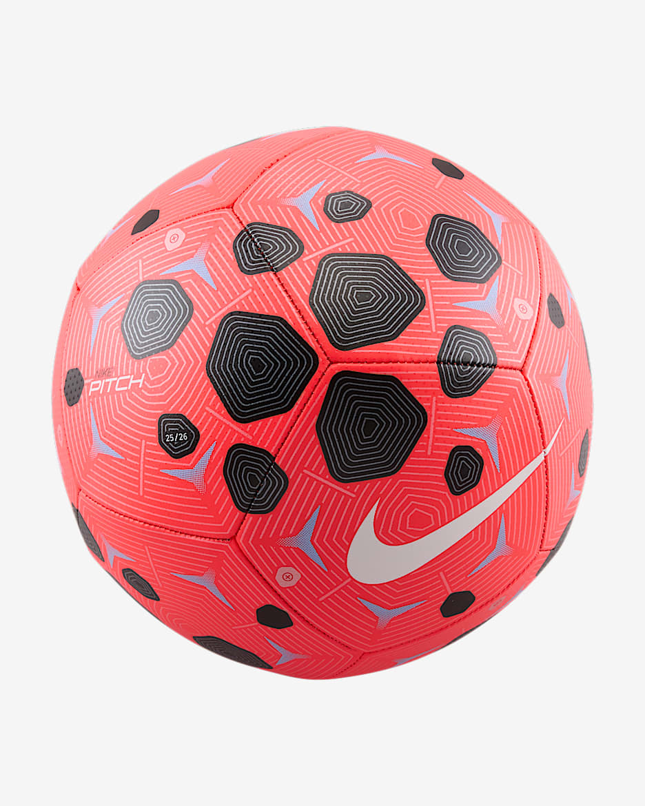 Nike Pitch 足球 - 亮深红/黑/白色