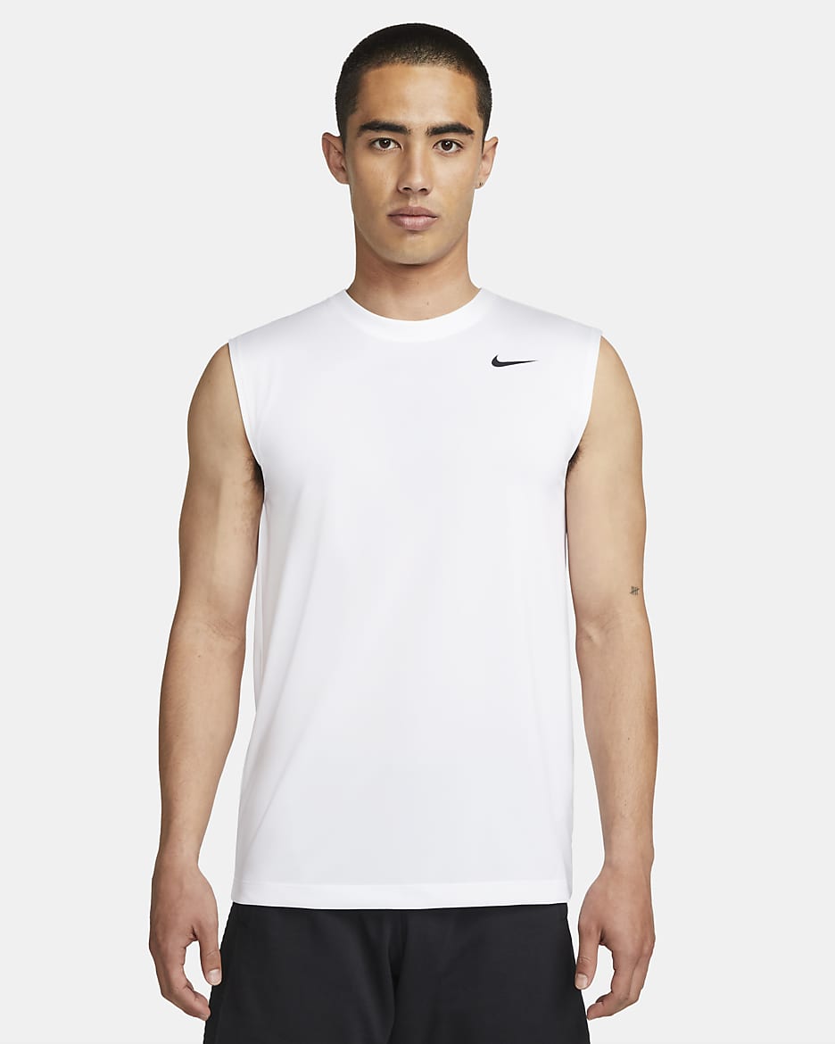 Nike Dri-FIT Legend 男子速干无袖训练T恤 - 白色/黑