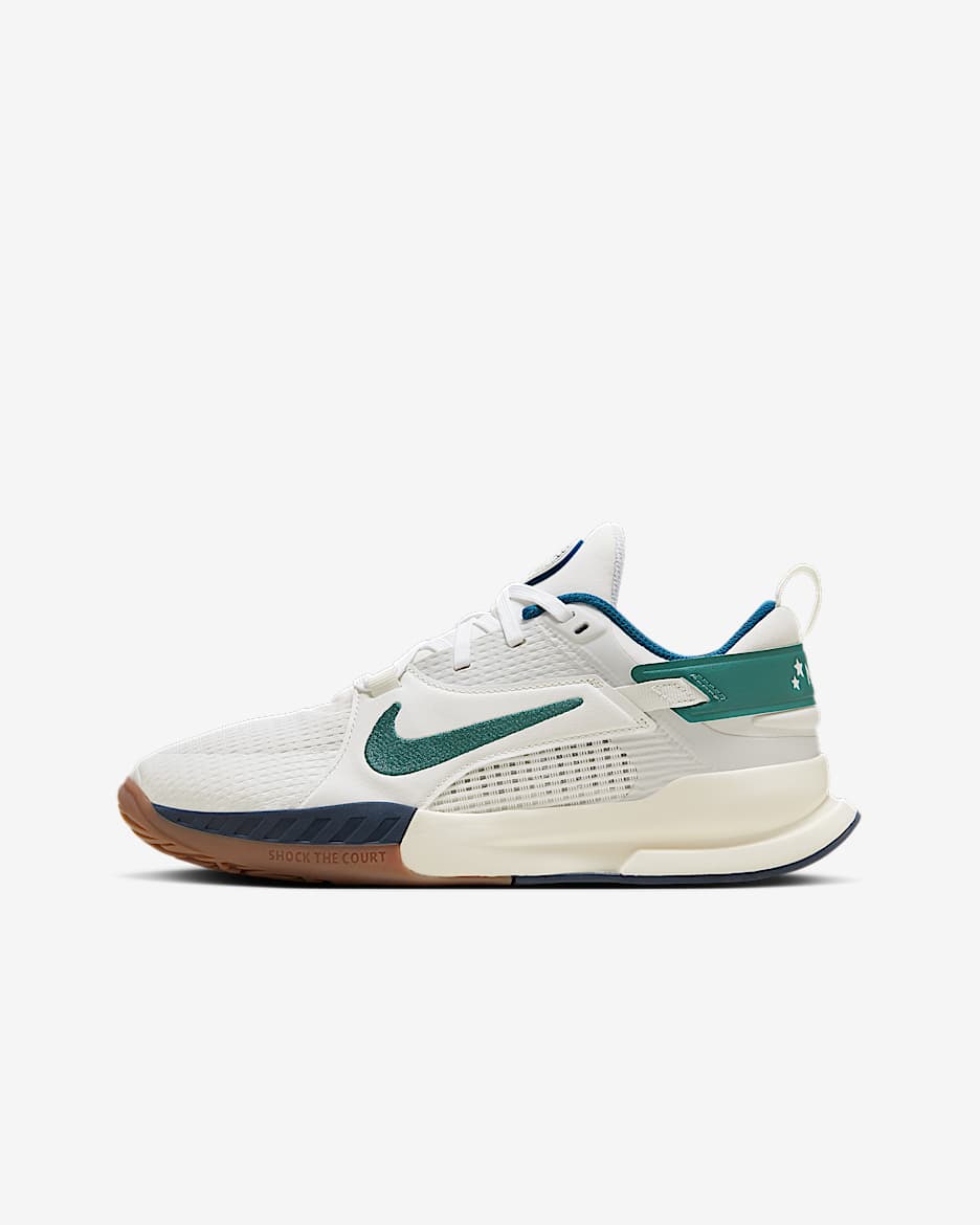 Nike Crosscourt 耐克六边形小将大童透气运动童鞋 - 帆白/椰奶色/闪电蓝/海岸绿