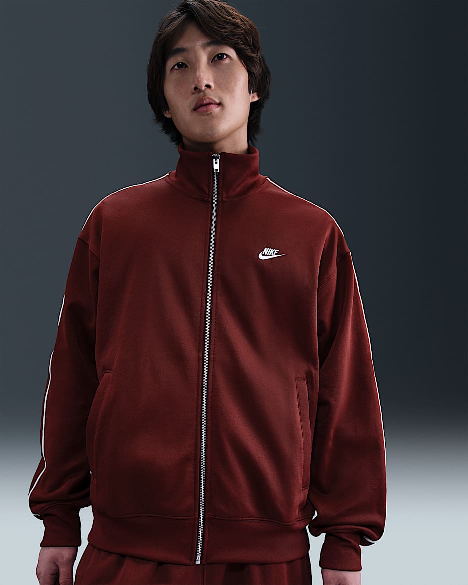 Nike Sportswear Club 男子 Oversize 风针织运动夹克 - 暗队红/帆白/白色