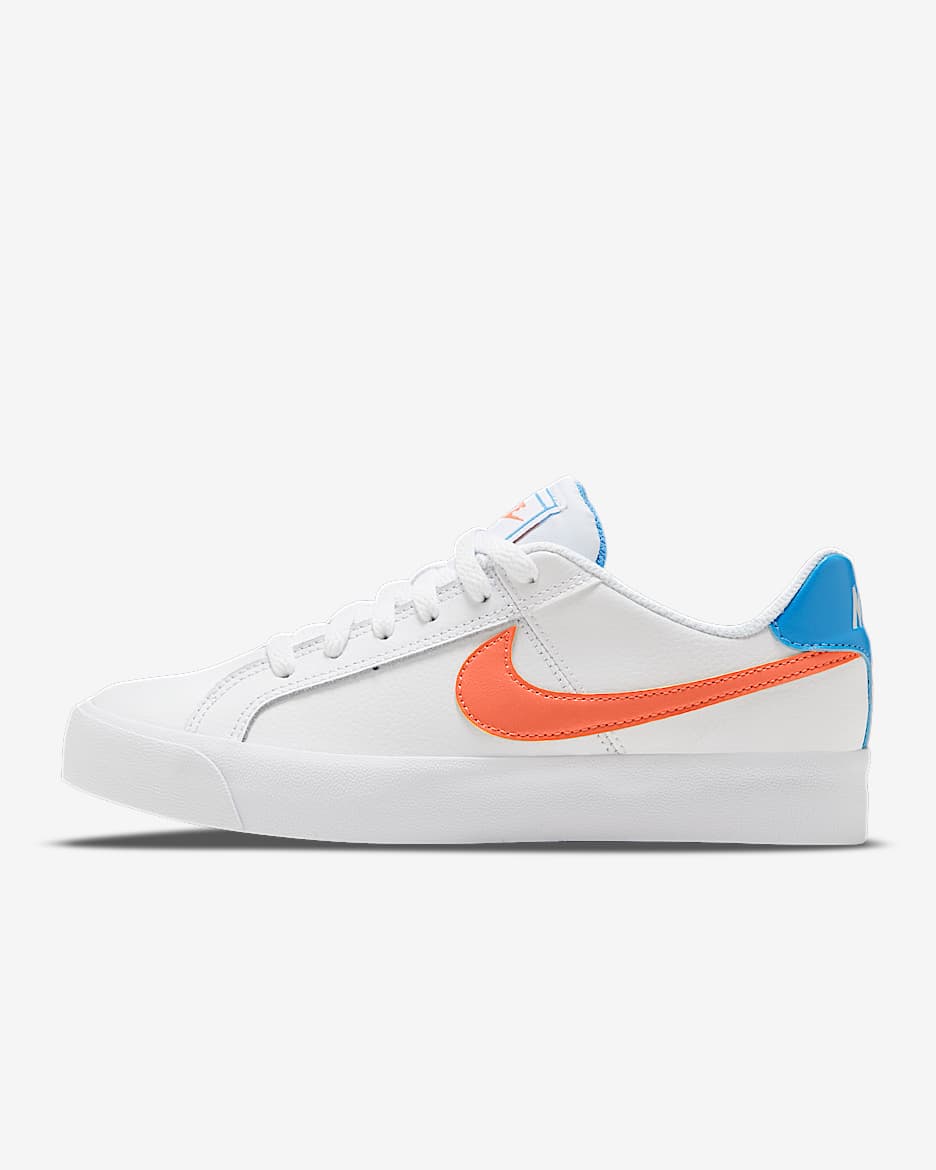 Nike Court Royale AC 女子运动鞋 - 白色/白色/海岸蓝/草皮橙