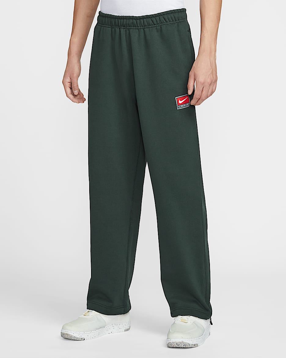 Nike 男子加绒直筒长裤 - 黑云衫绿/白色