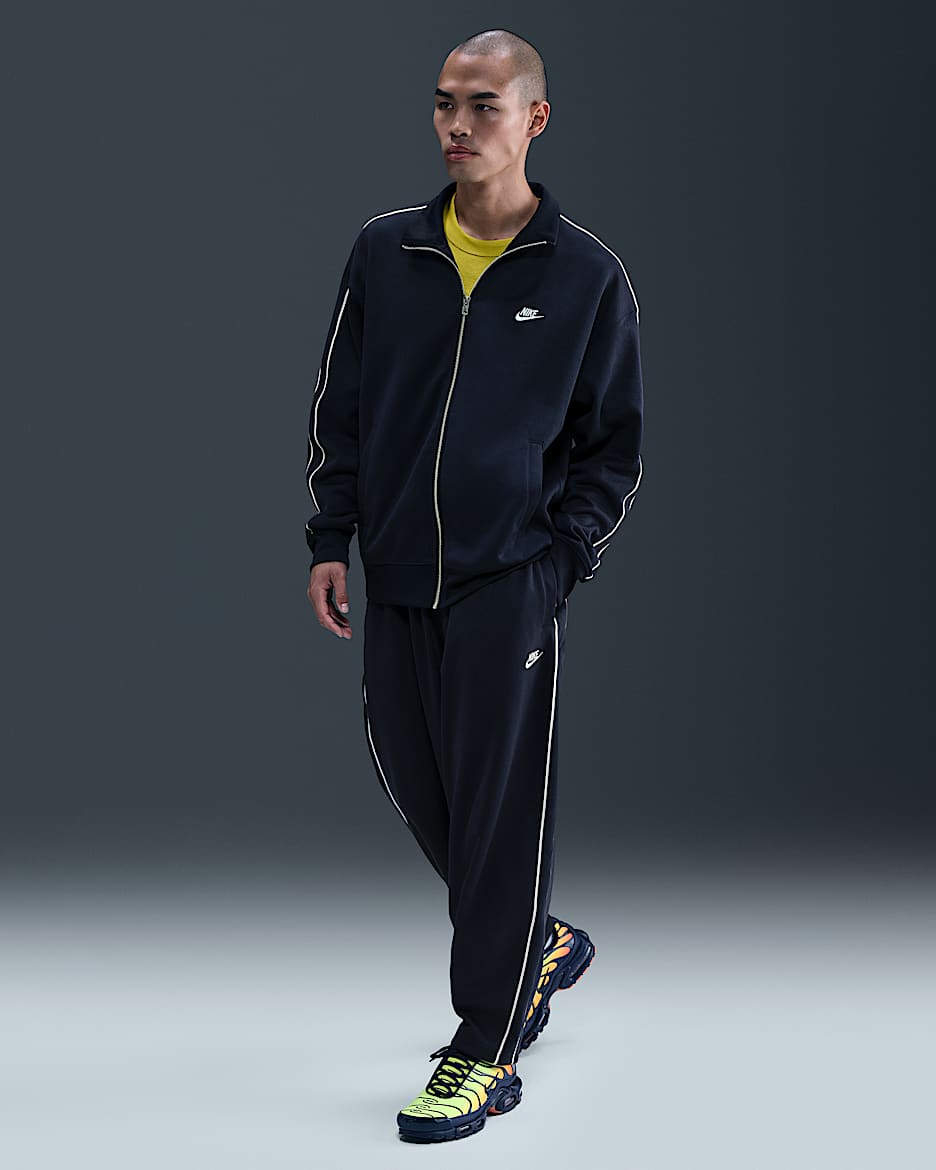 Nike Sportswear Club 男子 Oversize 风针织运动裤 - 黑曜石色/白色/白色