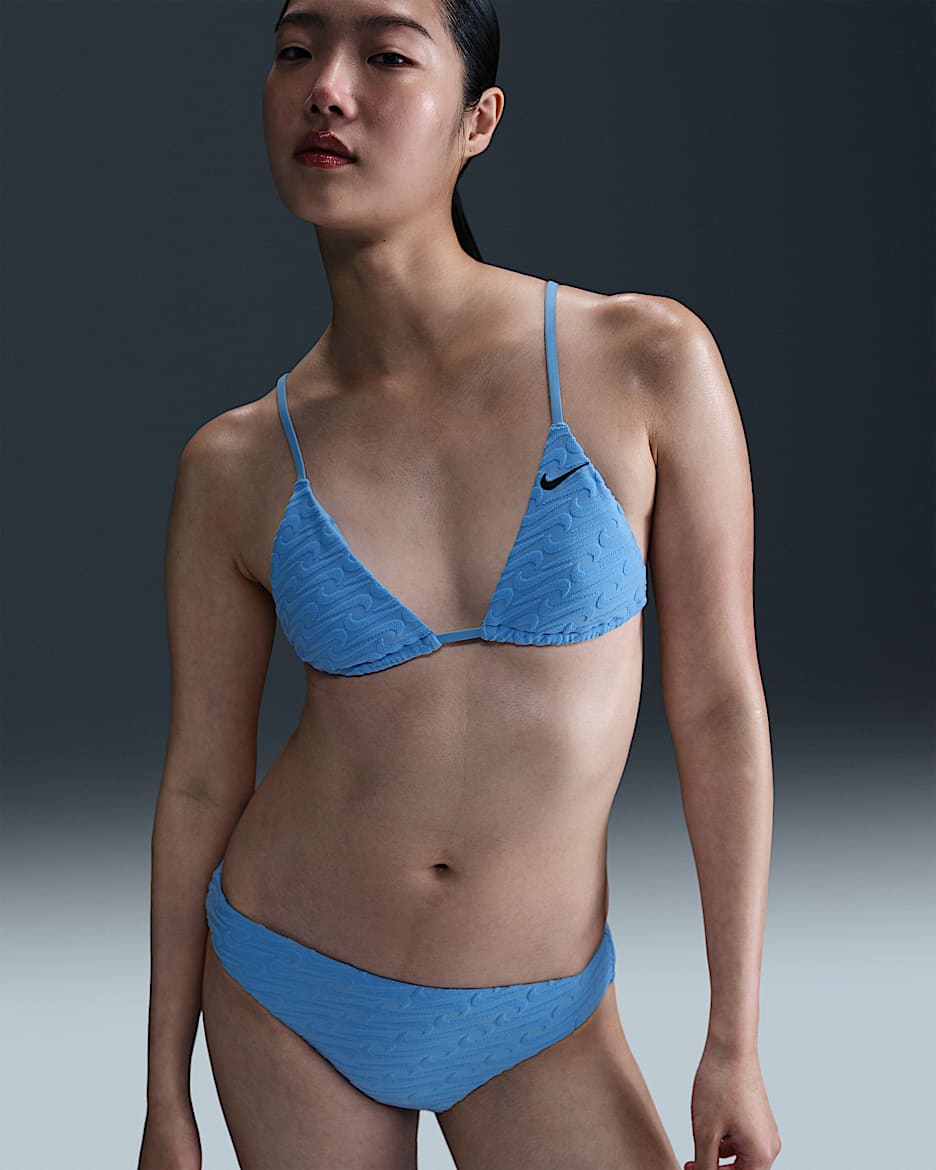 Nike Swim Swoosh Link 女子三角式比基尼上衣 - 大学蓝/黑