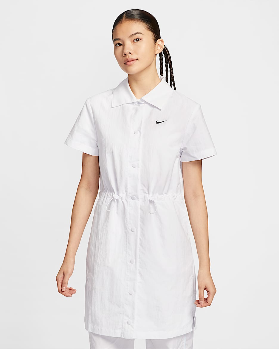 Nike Sportswear Everything Wovens 女子拒水防晒短袖两穿连衣裙 - 白色/黑