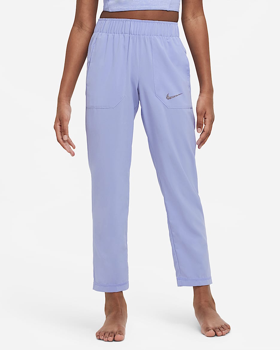 Nike Yoga Dri-FIT 大童(女孩)梭织长裤 - 浅蓟紫