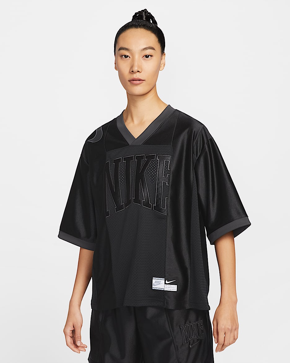 Nike Sportswear Street 女子 Oversize 风短袖图案球衣 - 黑/煤黑