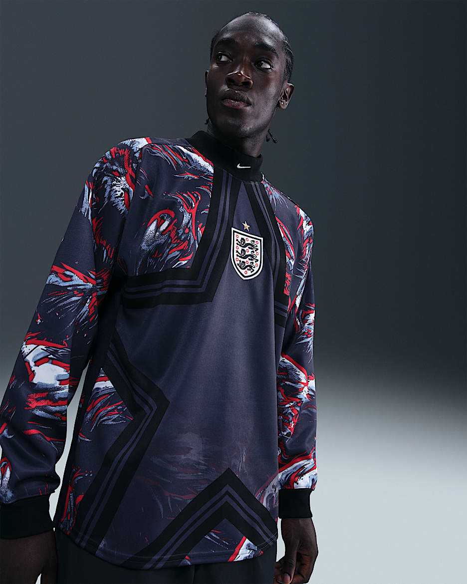 英格兰队守门员 Nike 男子足球长袖T恤 - 黑/黑曜石色/白色