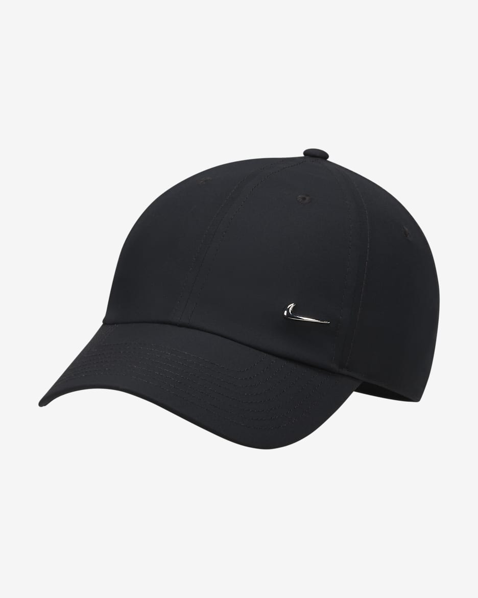 Nike Dri-FIT Club 透气速干软顶金属耐克勾运动帽 - 黑/金属银