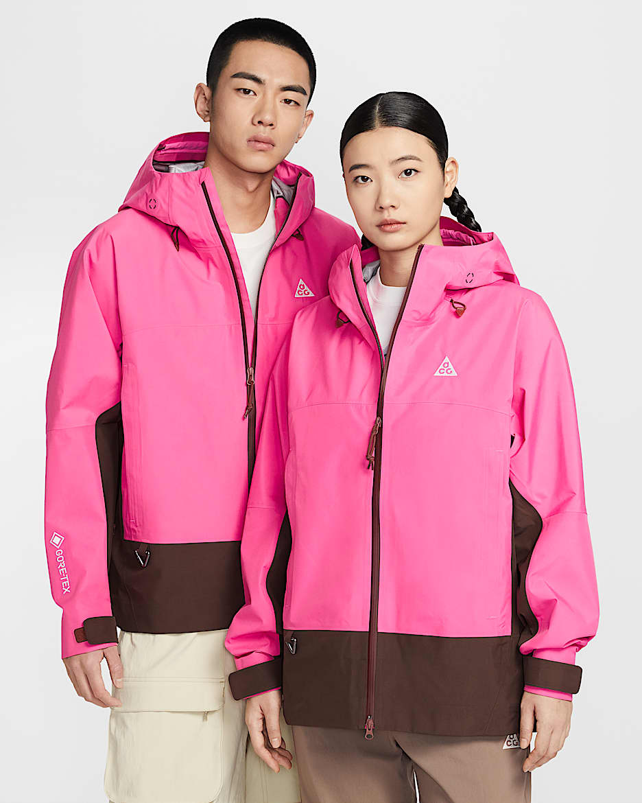 Nike ACG "Misery Ridge" Storm-FIT ADV GORE-TEX 3L 男/女防风防水户外夹克硬壳冲锋衣 - 亚紫粉/巴洛克棕/山峰白