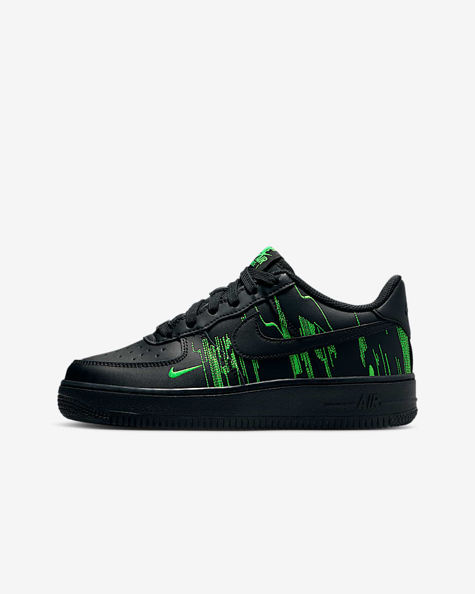 Nike Air Force 1 LV8 4 大童空军一号运动鞋 - 黑/冲击绿/明亮紫/黑
