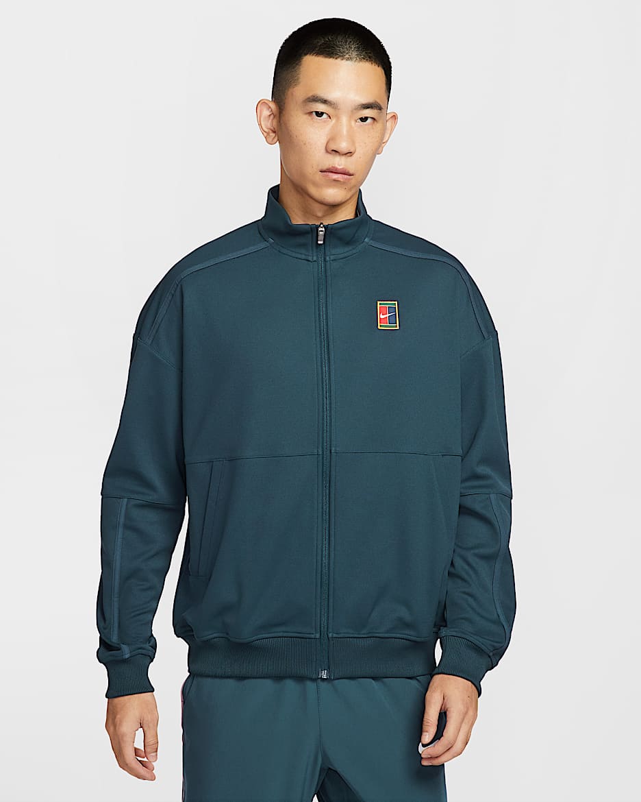 NikeCourt Heritage 男子薄绒网球夹克 - 军械深海蓝/军械深海蓝
