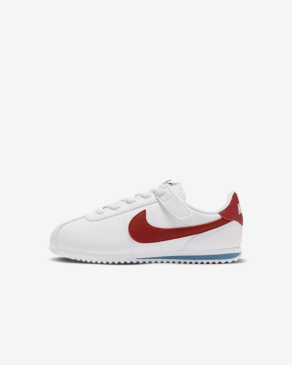Nike Cortez EasyOn 幼童魔术贴易穿脱复古运动鞋（亲子款） - 白色/校园蓝/校园红