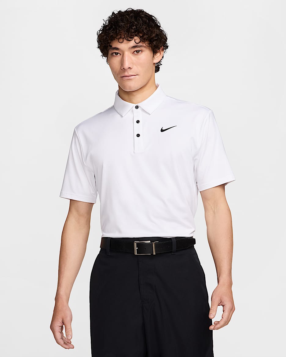 Nike Tour Dri-FIT 男子速干高尔夫翻领T恤 - 白色/黑