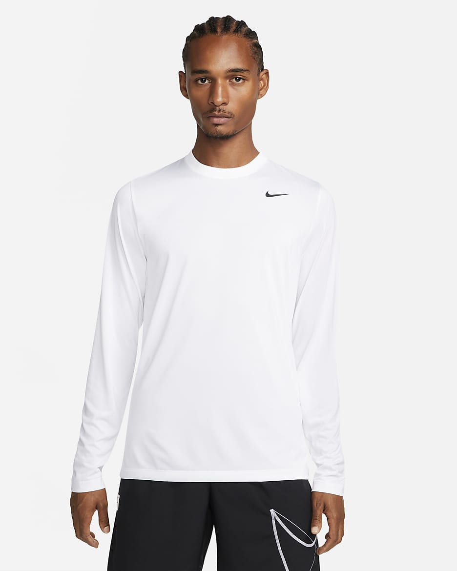 Nike Dri-FIT Legend 男子速干长袖训练上衣 - 白色/黑