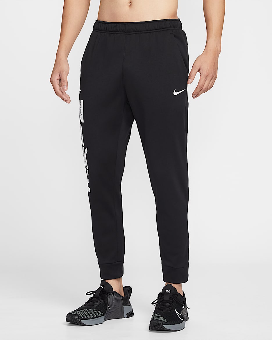 Nike Therma-FIT 男子加绒长裤 - 黑/白色