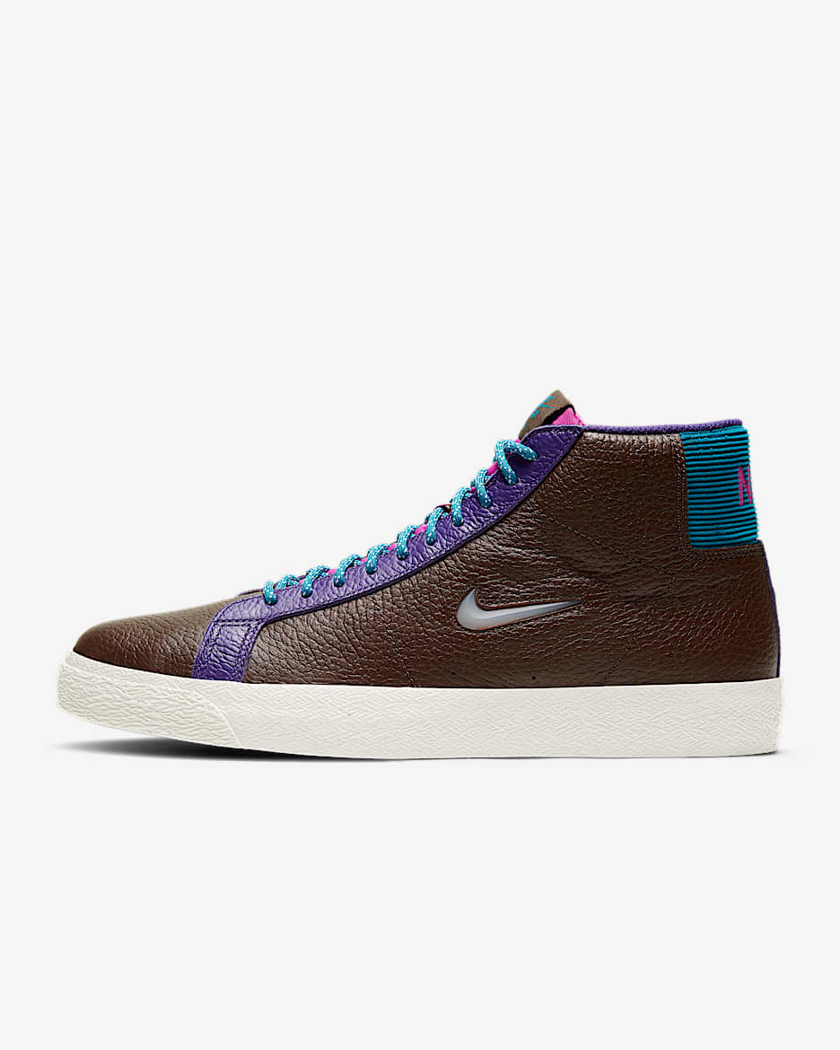 Nike SB Zoom Blazer Mid PRM 男/女滑板鞋 - 巴洛克棕/深渊绿/白色