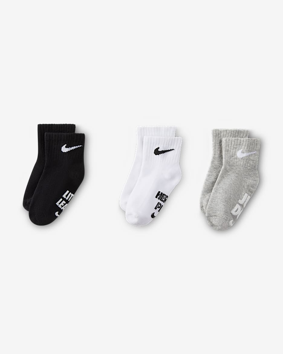 Nike Verbiage 婴童运动短袜 (3 双) - 白色