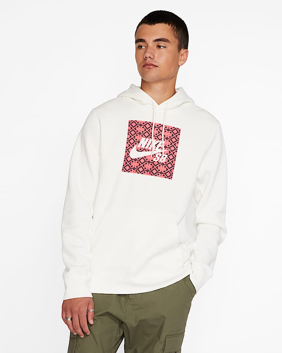 Nike SB 男子滑板连帽衫 - 帆白/亮深红