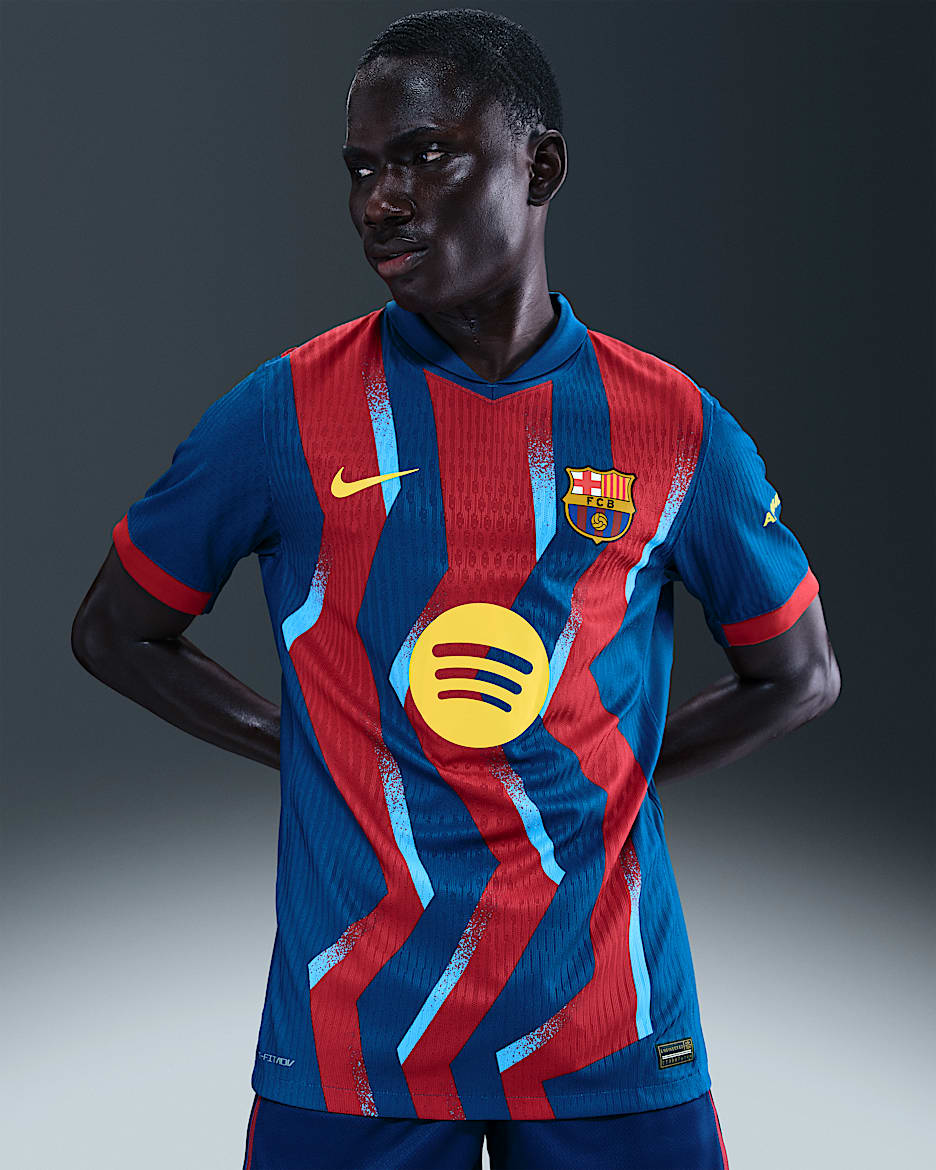 2025/26 赛季巴萨第四球衣球员版 Nike Dri-FIT ADV 男子速干足球球衣 - 健身蓝/健身蓝/萨尔萨红/欧皮特黄