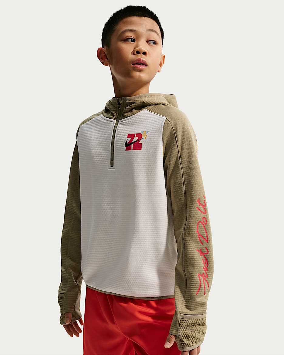Nike 马年限定脱缰系列 Therma-FIT 新年款大童加绒长袖上衣 - 帆白/棕色