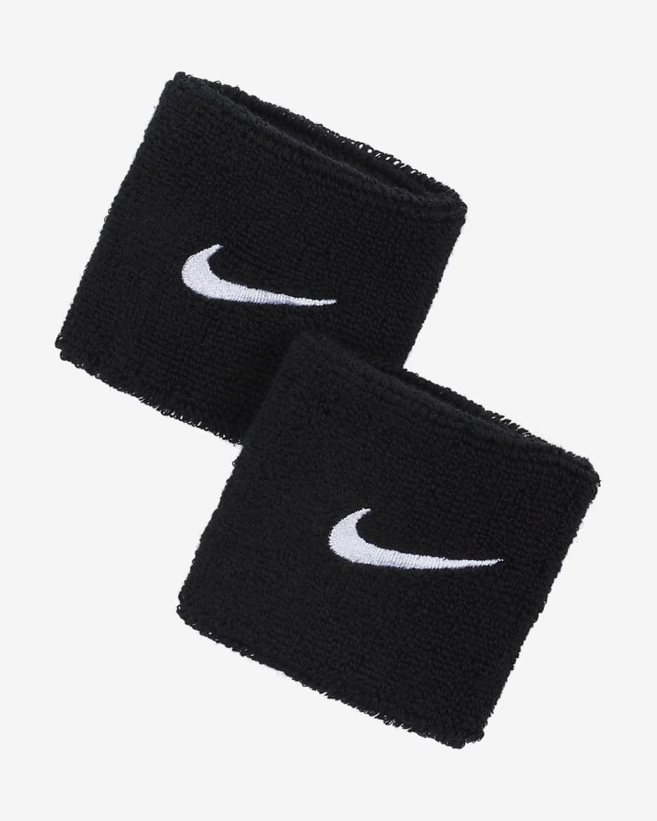 Nike Swoosh 护腕（1 对） - 黑/白色