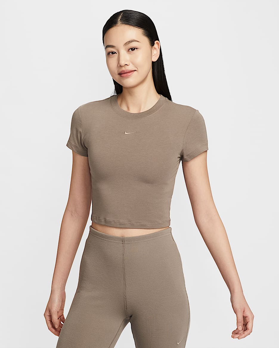 Nike Sportswear Chill Knit 女子短款T恤 - 貂棕