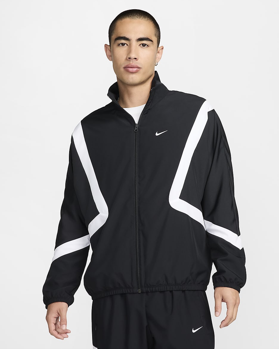 Nike Icon 男子梭织篮球夹克 - 黑/黑/白色/白色