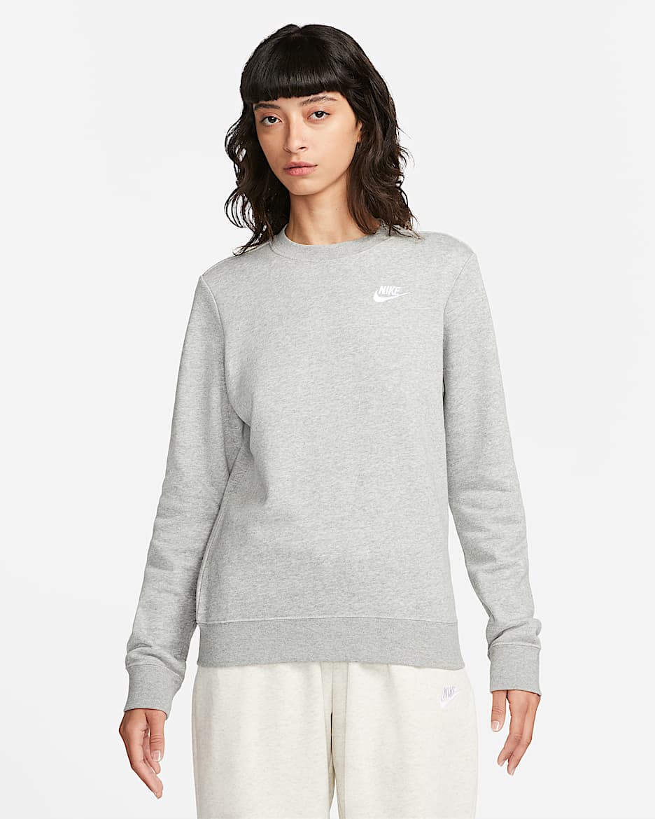 Nike Sportswear Club Fleece 女子薄绒圆领运动衫 - 调色暗灰/白色