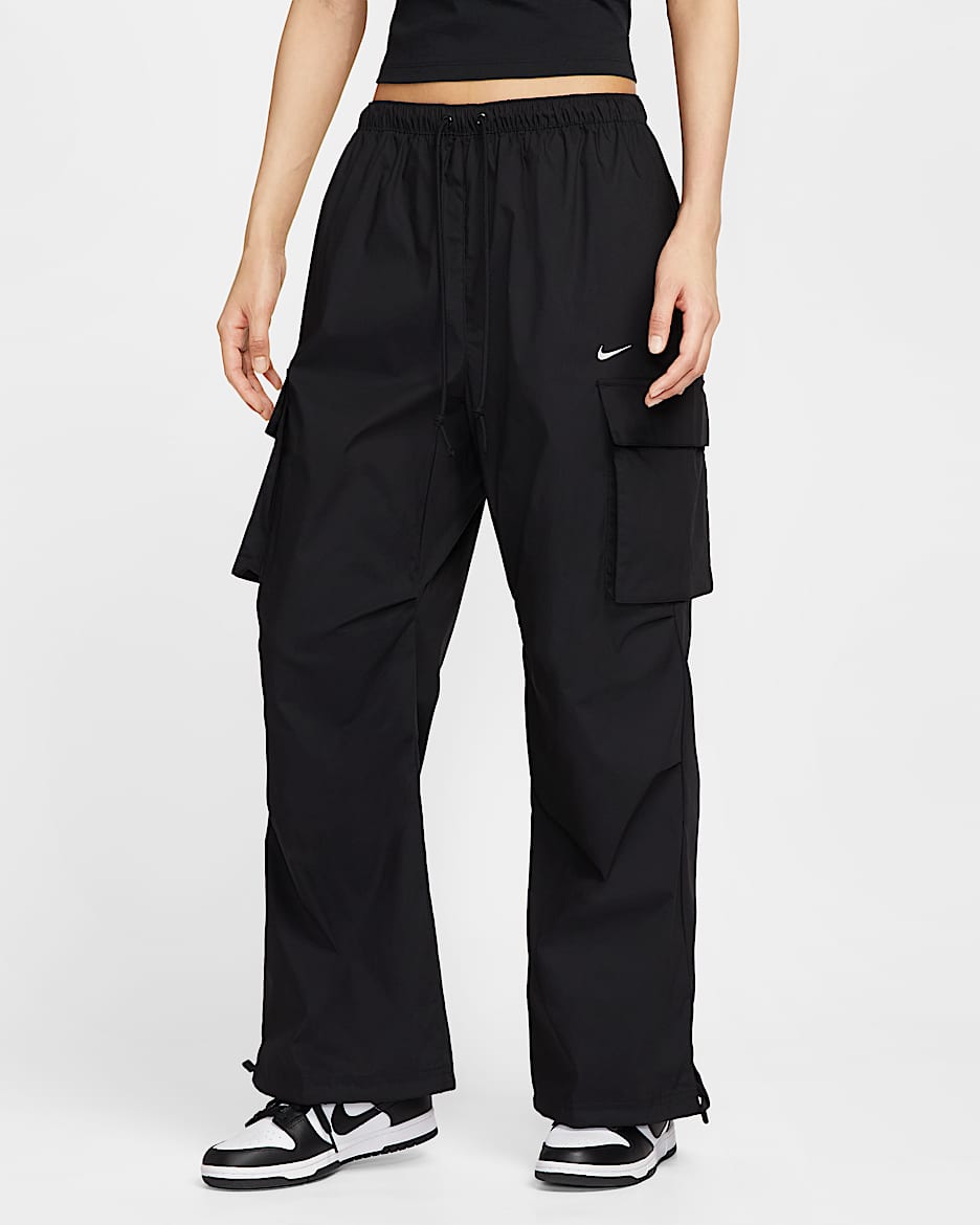 Nike Sportswear 女子中腰 Oversize 风工装长裤 - 黑