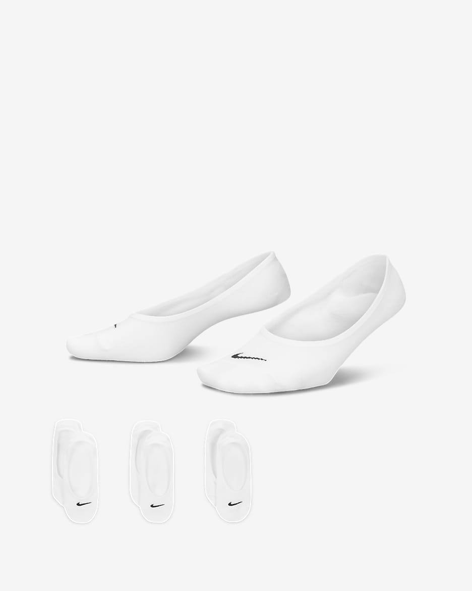 Nike Everyday Lightweight 女子速干训练浅口袜（3 双） - 白色/黑