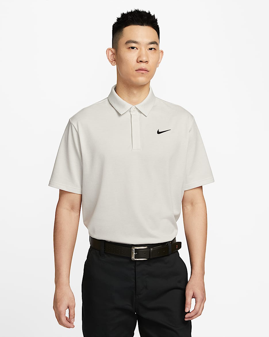 Nike Tour Dri-FIT 男子速干提花高尔夫翻领T恤 - 淡象牙白/尘光子色/黑