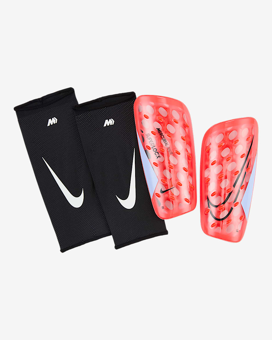 Nike Mercurial FlyLite SuperLock 耐克刺客系列足球护腿板（1 对） - 亮深红/浅宝石蓝/黑