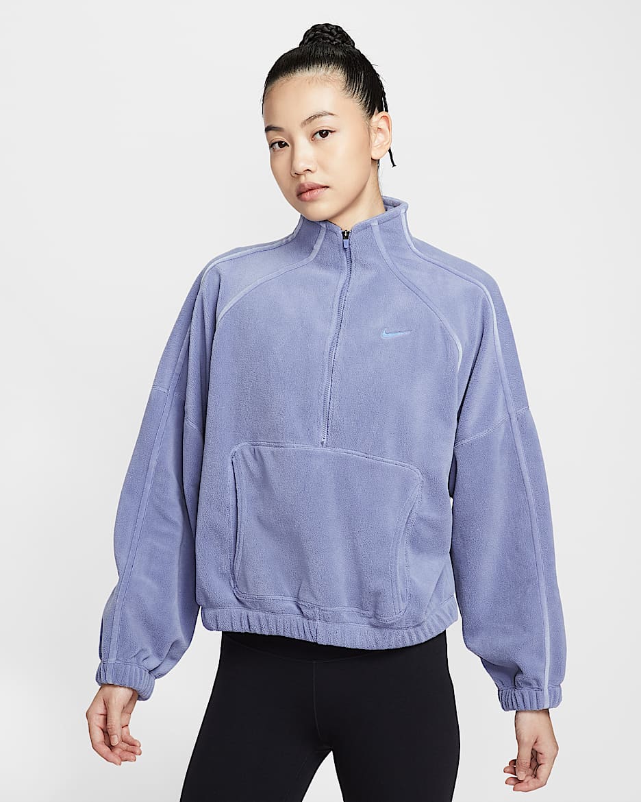 Nike One Therma-FIT 女子摇粒绒半长拉链开襟上衣 - 世界靛青/工作蓝