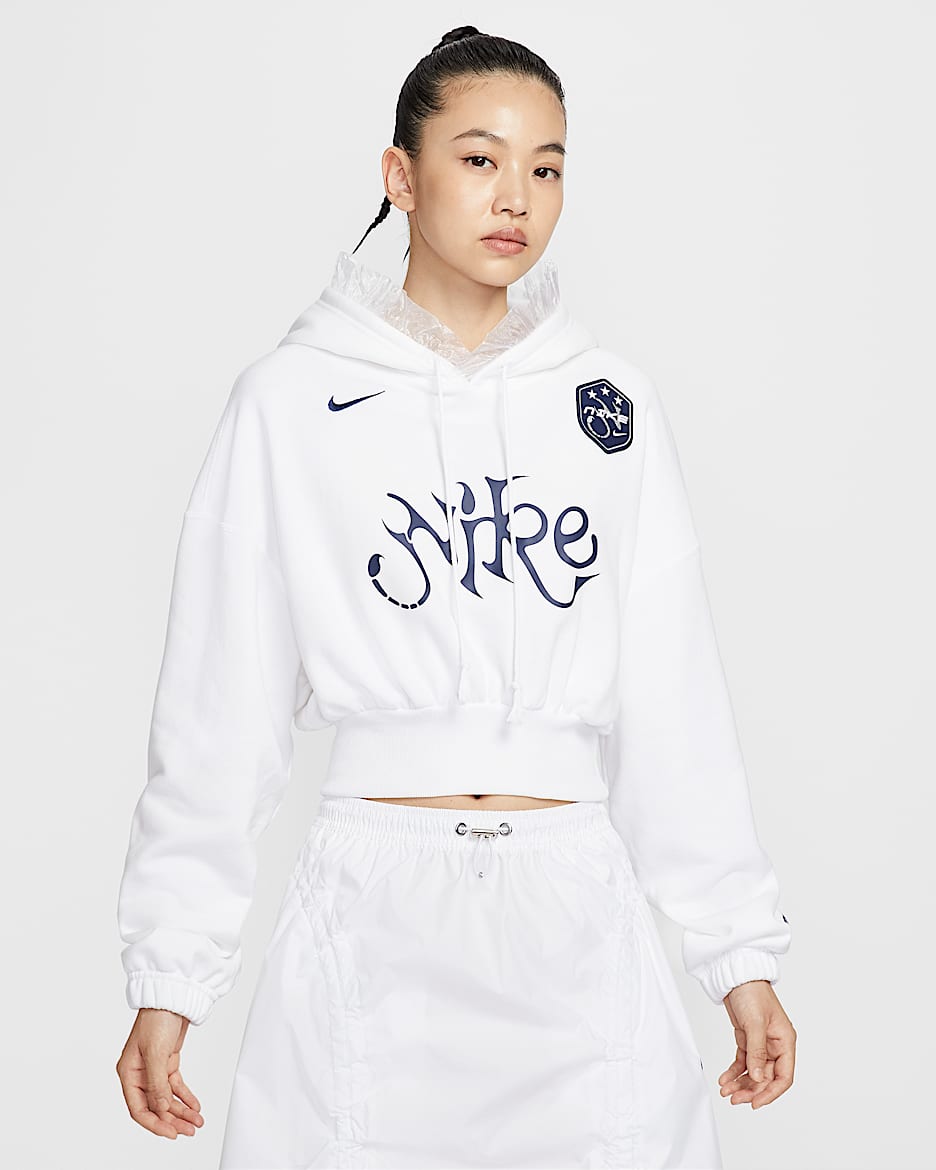 Nike Sportswear 女子 Oversize 风短款法式毛圈套头连帽衫 - 白色
