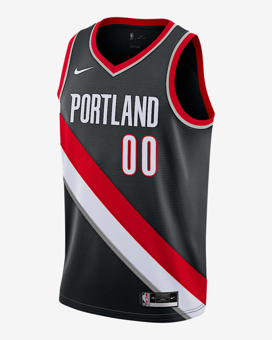 2020 赛季波特兰开拓者队 Icon Edition Nike NBA Swingman Jersey 男子球衣 - 黑/大学红/白色