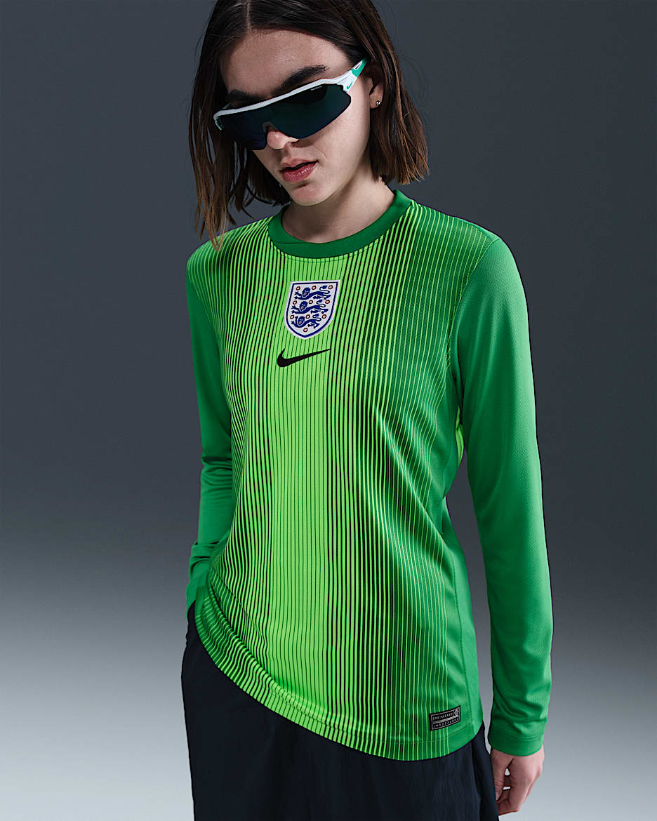2025/26 赛季英格兰队守门员球迷版 Nike Dri-FIT 女子速干足球长袖球衣 - 幸运绿/冲击绿/黑