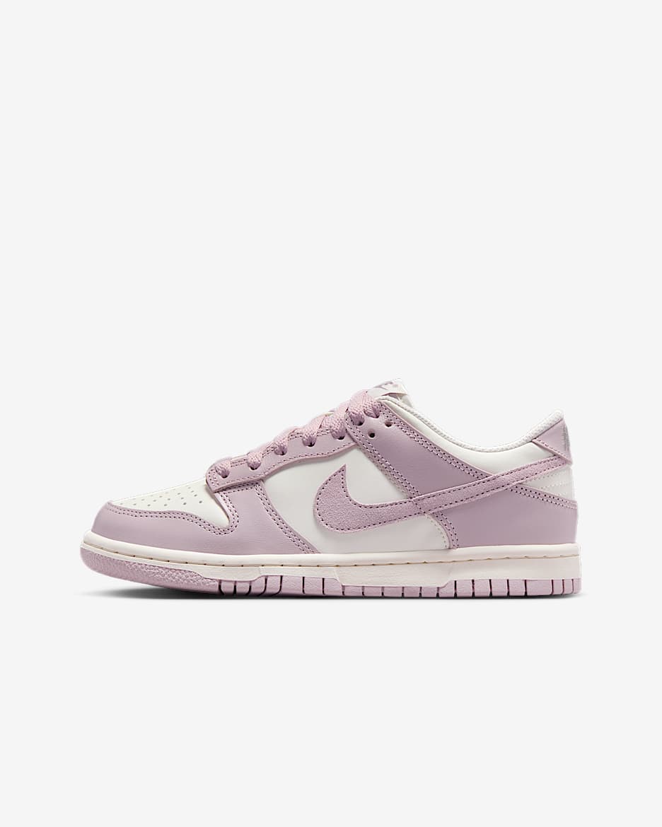 Nike Dunk Low 大童运动鞋板鞋 - 帆白/谜团石灰/微粒玫瑰红
