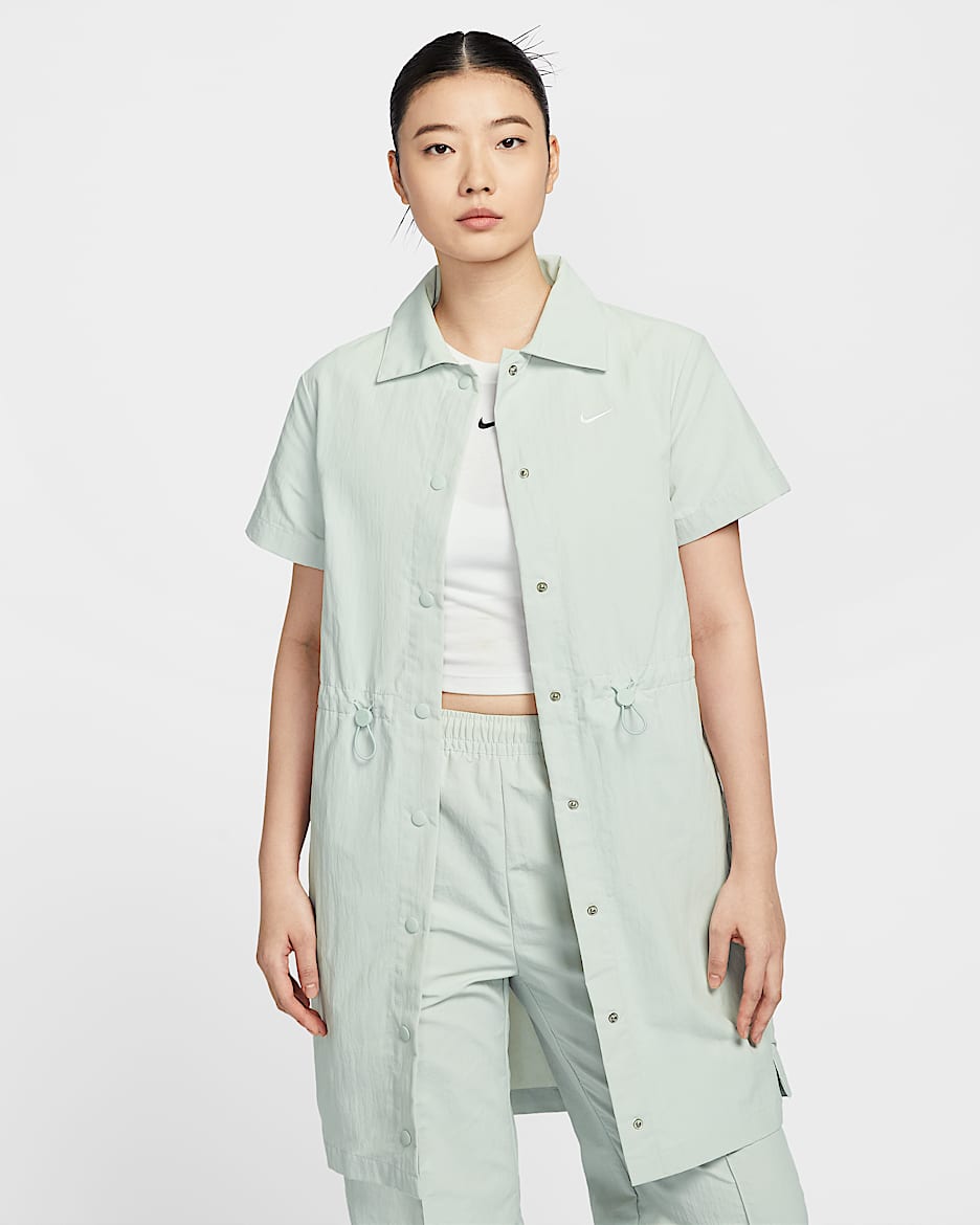 Nike Sportswear Everything Wovens 女子拒水防晒短袖两穿连衣裙 - 浅银/白色