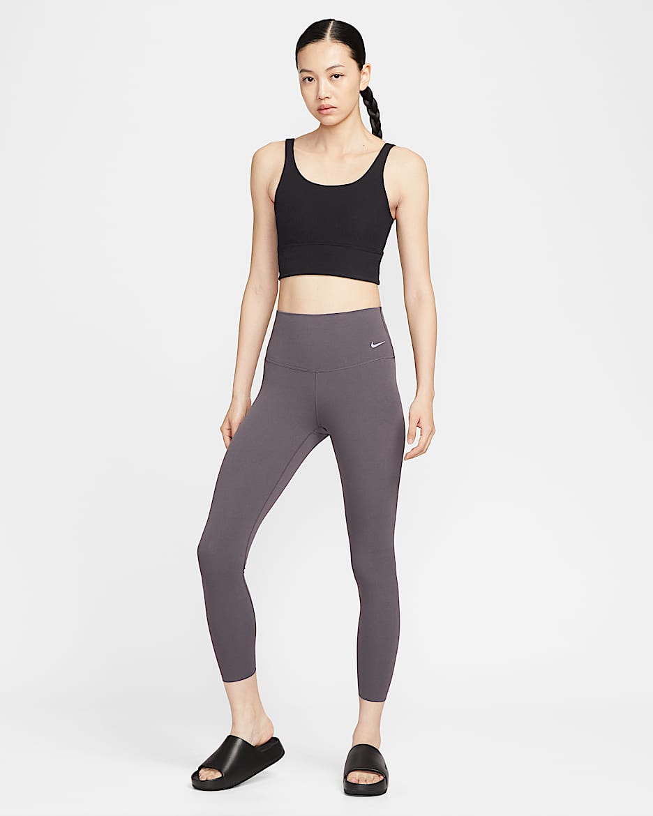 Nike Zenvy 女子低强度包覆速干柔软高腰九分紧身裤 - 闪电灰/黑