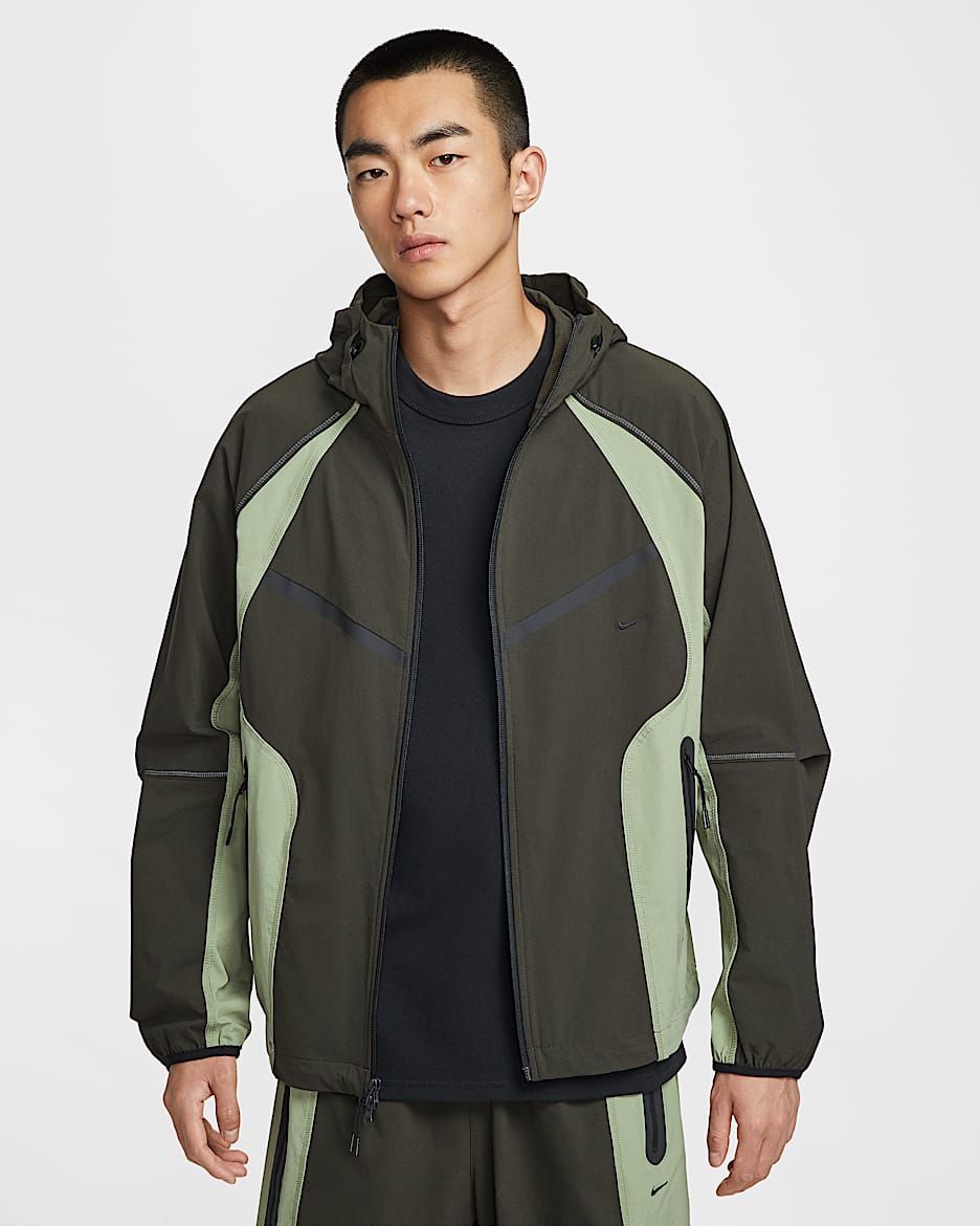 Nike Tech 男子梭织撞色宽松夹克 - 红杉绿/油绿/黑