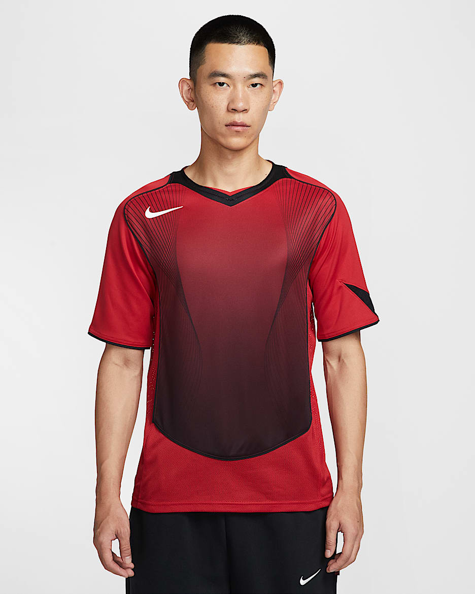 Nike Total 90 Dri-FIT 男子速干短袖足球球衣 - 健身红/黑/帆白/帆白