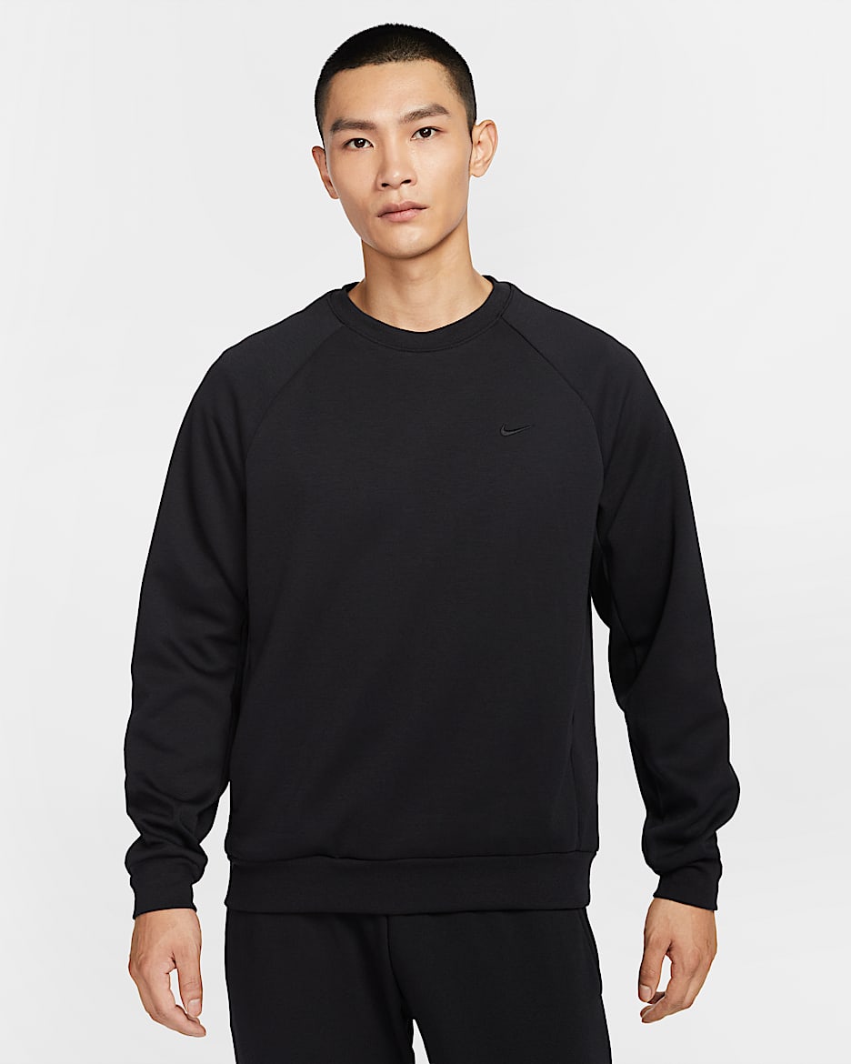 Nike Primary Fleece Dri-FIT 男子防晒速干百搭圆领针织上衣防晒衣 - 黑/黑