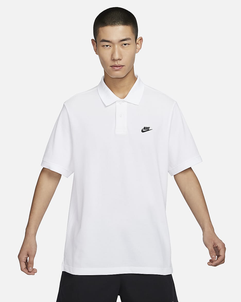 Nike Club 男子宽松版型短袖翻领T恤 - 白色/黑