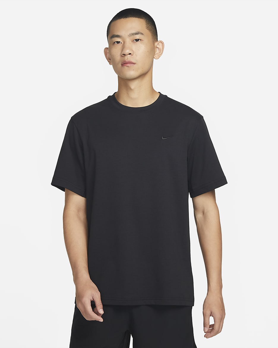 Nike Dri-FIT Primary 男子透气速干训练T恤 - 黑/黑