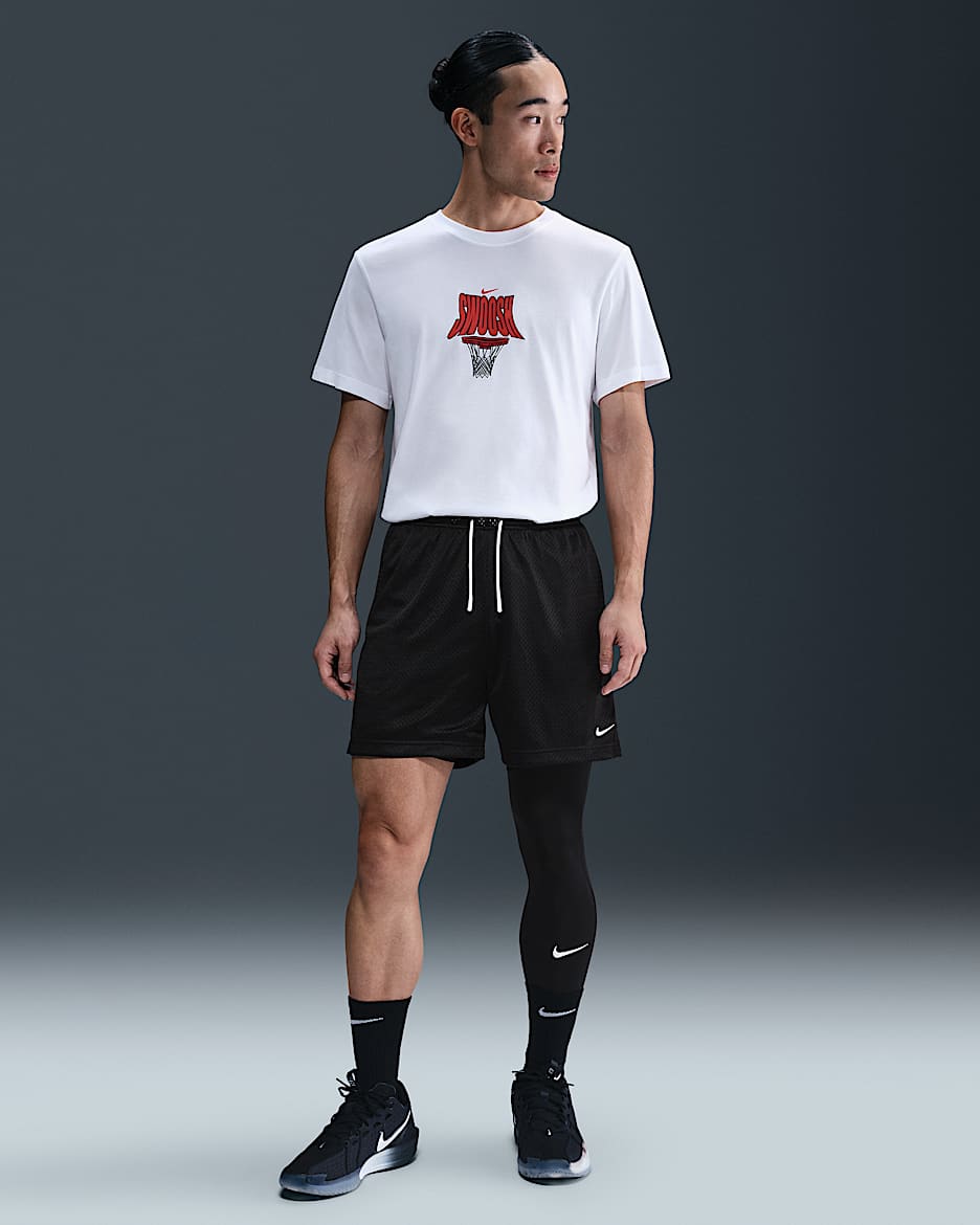Nike Dri-FIT 男子速干网眼布篮球短裤 - 黑/白色