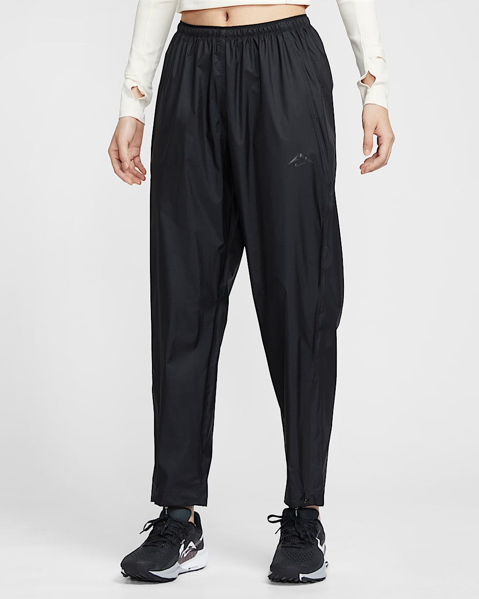 Nike Trail Storm-FIT ADV 女子防风防水越野中腰跑步长裤 - 黑/白色/黑