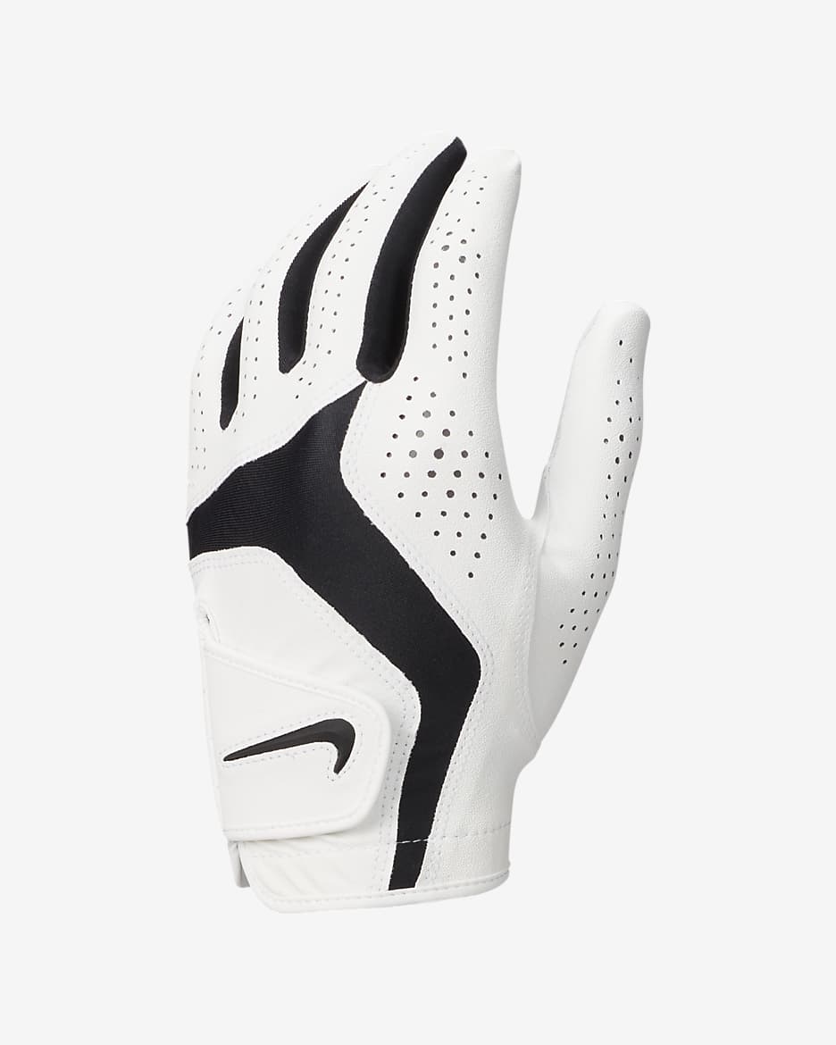 Nike Dura Feel 10 男子高尔夫手套（左手） - 珍珠白/珍珠白/黑
