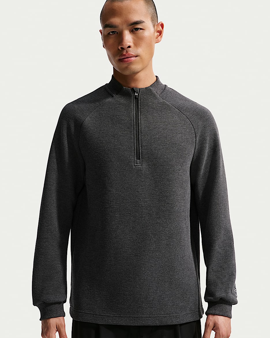 Nike Par Therma-FIT 男子防晒加绒高尔夫上衣 - 黑/白色/黑/黑